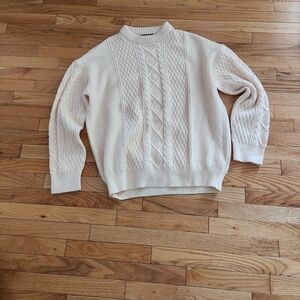 Daisy Cream Cable Knit Crewneck Sweater